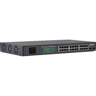 InLine - PoE+ Gigabit Netzwerk Switch 24 Port, 1Gb/s, 2xSFP,19"1HE (inkl. Winkel)