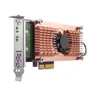 QNAP - QM2 Card - Quad M.2 PCIe SSD expansion card; supports up to four M.2 2280 formfactor M.2 PCIe (Gen3 x4) SSDs; PCIe Gen3 x8 host interface; Low-profile bracket pre-loaded, Low-profile flat and Full-height are bundled