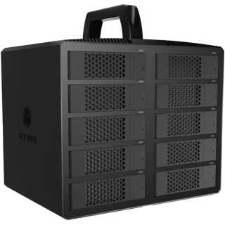 ICY BOX - IB-3710-C31 - 10-Bay Gehäuse für 2,5"/3,5" SATA HDD, Host USB 3.2 Gen 2, Single Mode, USB-C zu C Hostkabel, 200 W Netzteil black