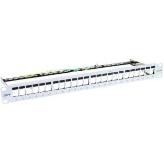 InLine - Patchfeld 24-fach, Keystone Snap-In Leerblech Patchpanel, 48,26cm (19"), 1HE, lichtgrau RAL7035